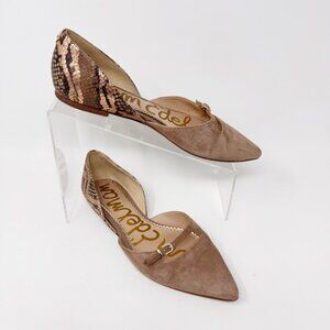Sam Edelman Womens Brown Suede Metallic Reptile heel Slip on Flat Size 7.5
